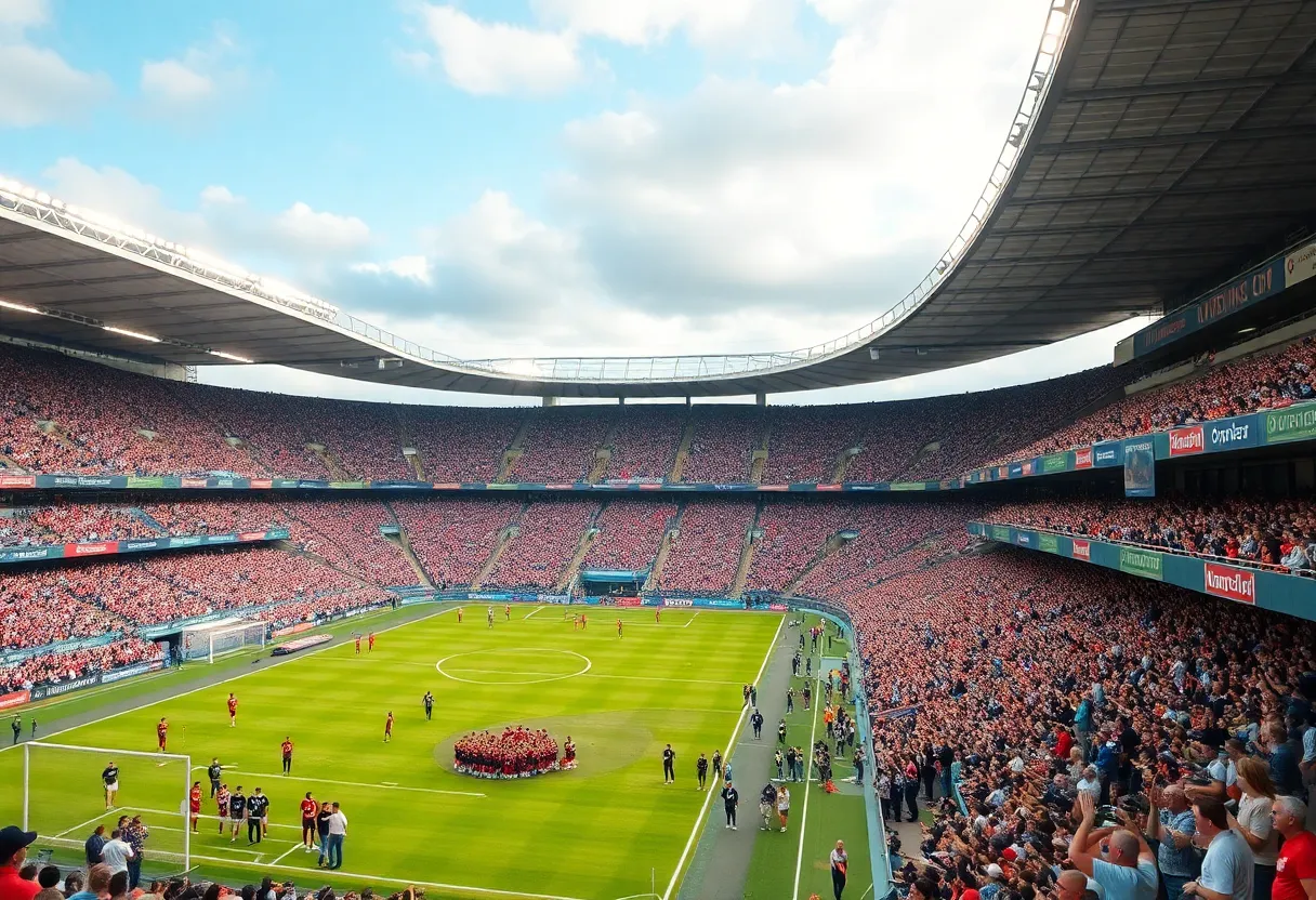 Crowd cheering in North Carolina football stadium during a game.