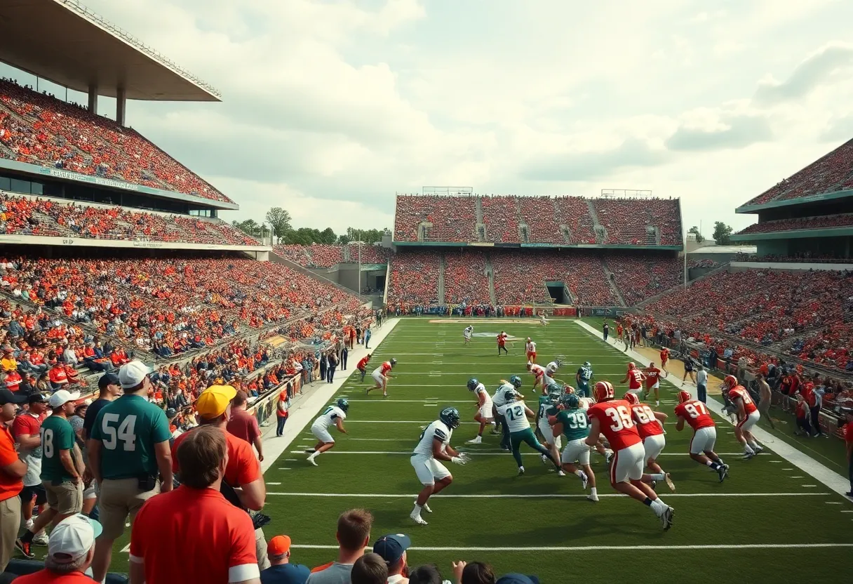 North Carolina Tar Heels football team in action against Charlotte 49ers.