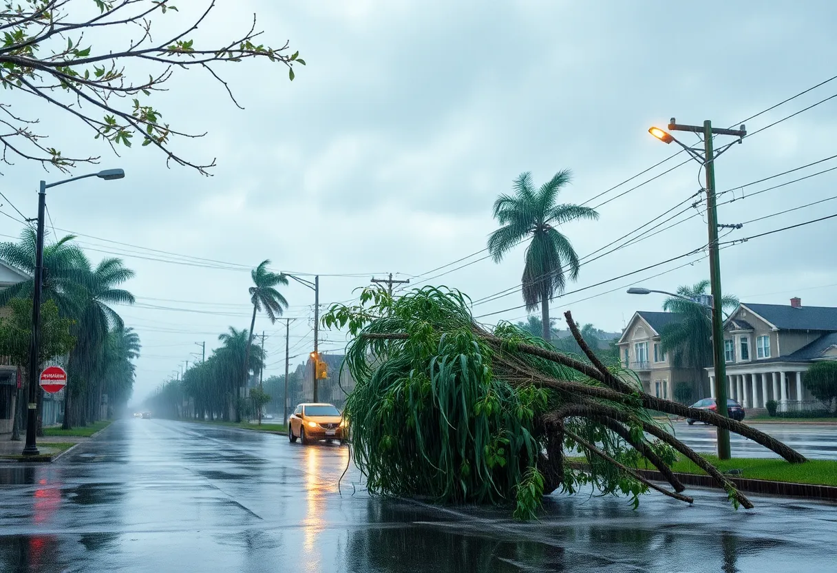 Flooded street in Charlotte due to severe weather