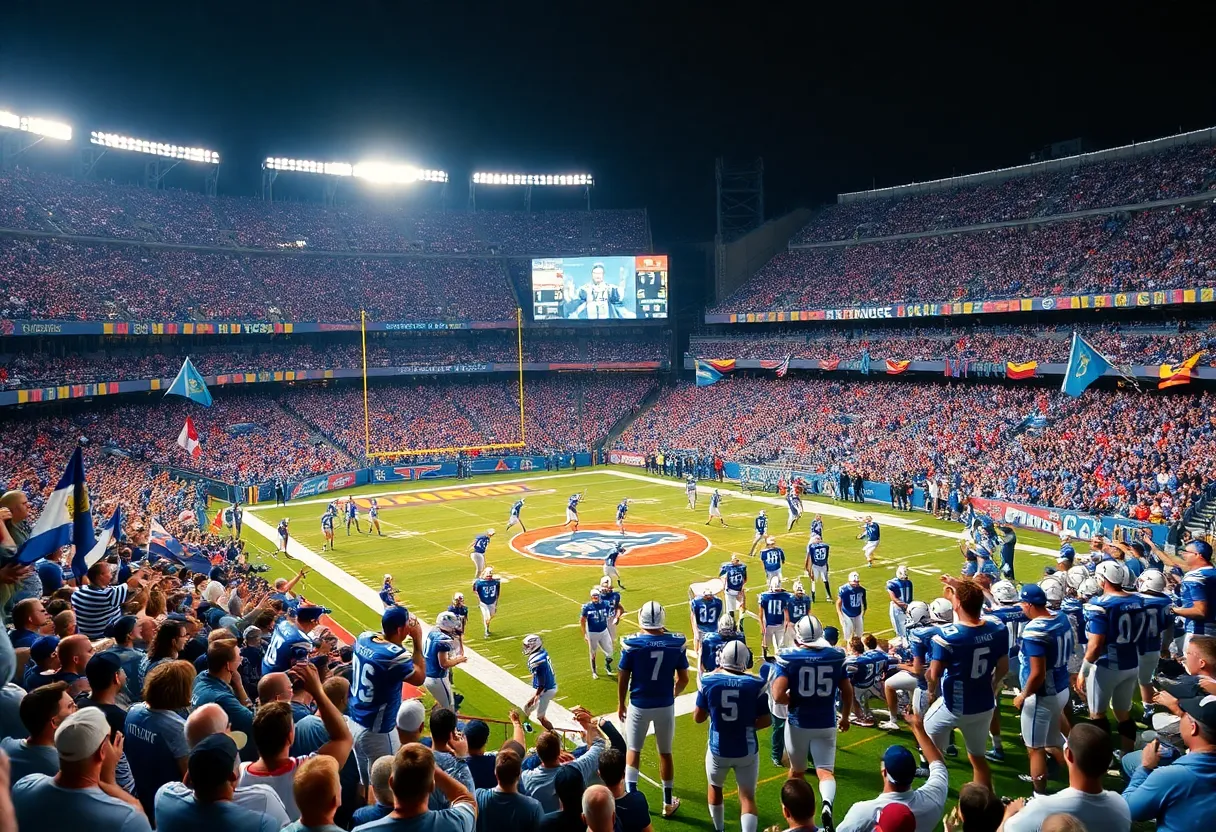 North Carolina Tar Heels players celebrating their victory against UNC Charlotte 49ers.