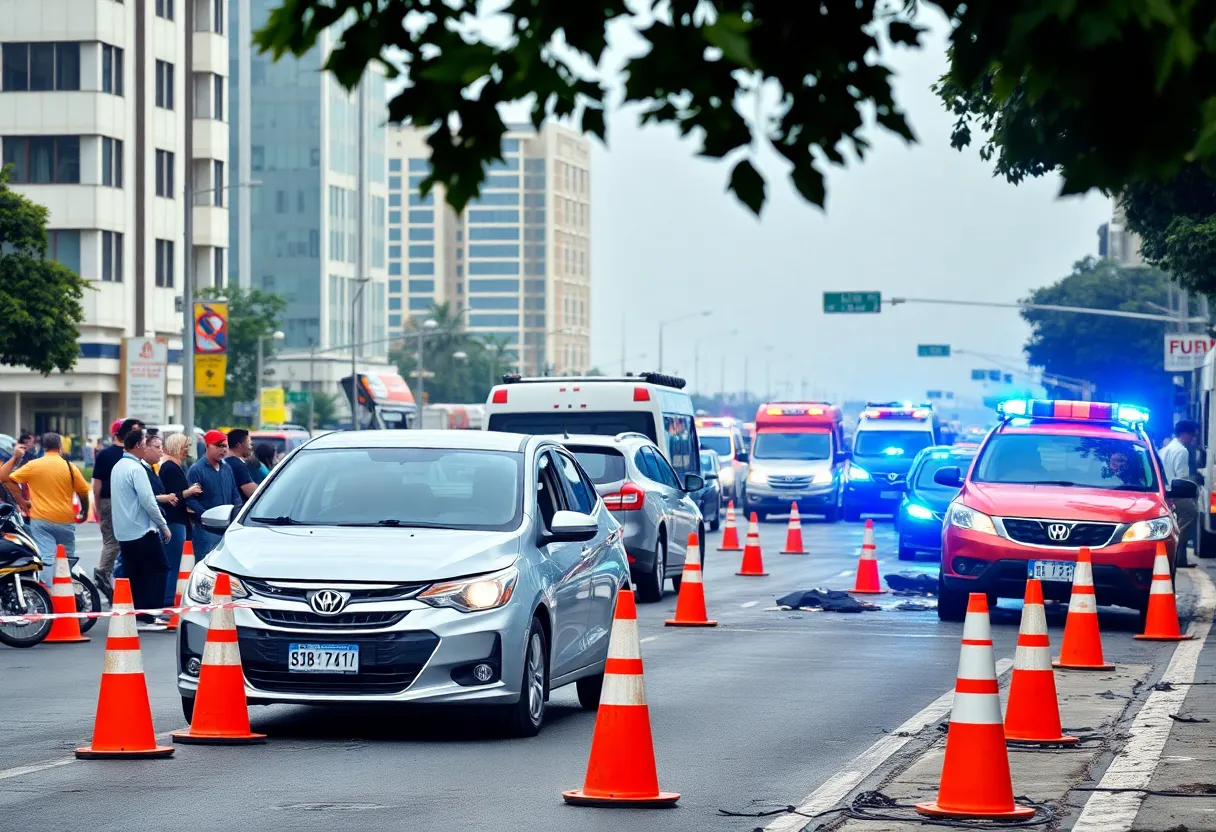 Emergency services responding to a multi-vehicle accident in Charlotte