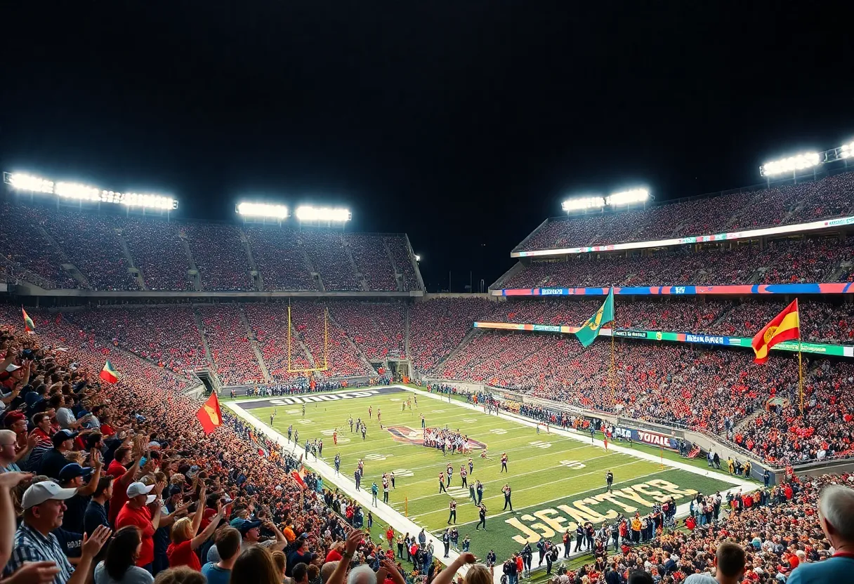 Fans cheering at UNC football game