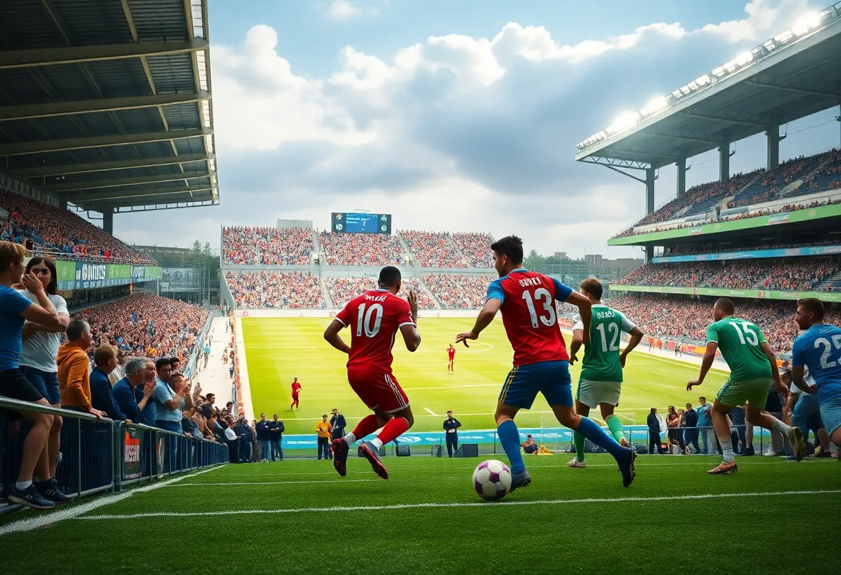 Players from UNCG Women's Soccer in action during a match at UNCG Soccer Stadium