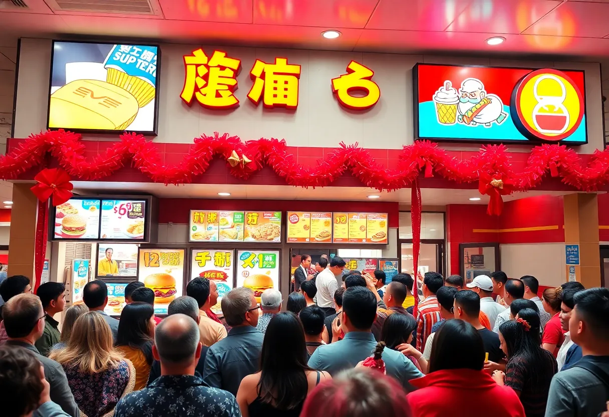 Crowd at Whataburger opening event in Charlotte, North Carolina