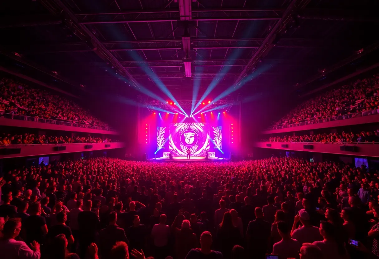 Crowd enjoying a Billie Eilish concert at Spectrum Center in Charlotte