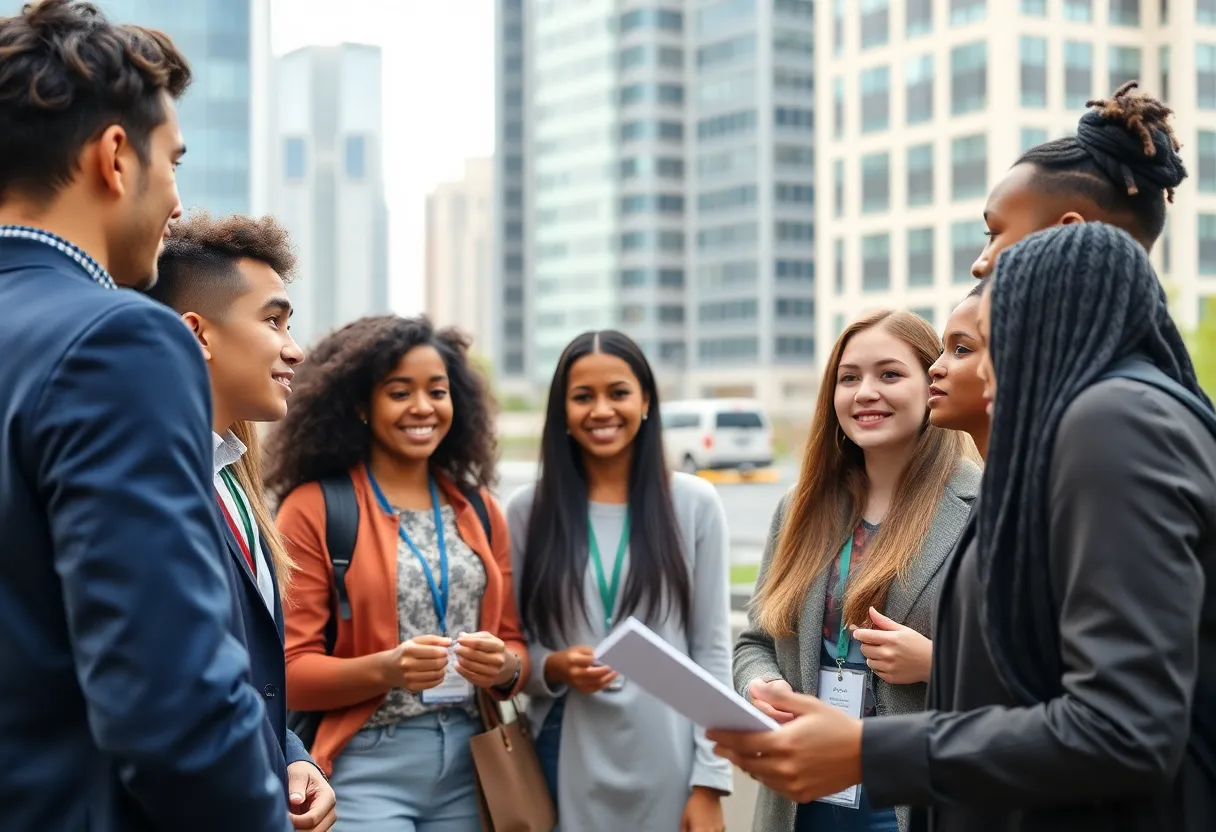 Student-athletes networking during the Career Trek in Charlotte