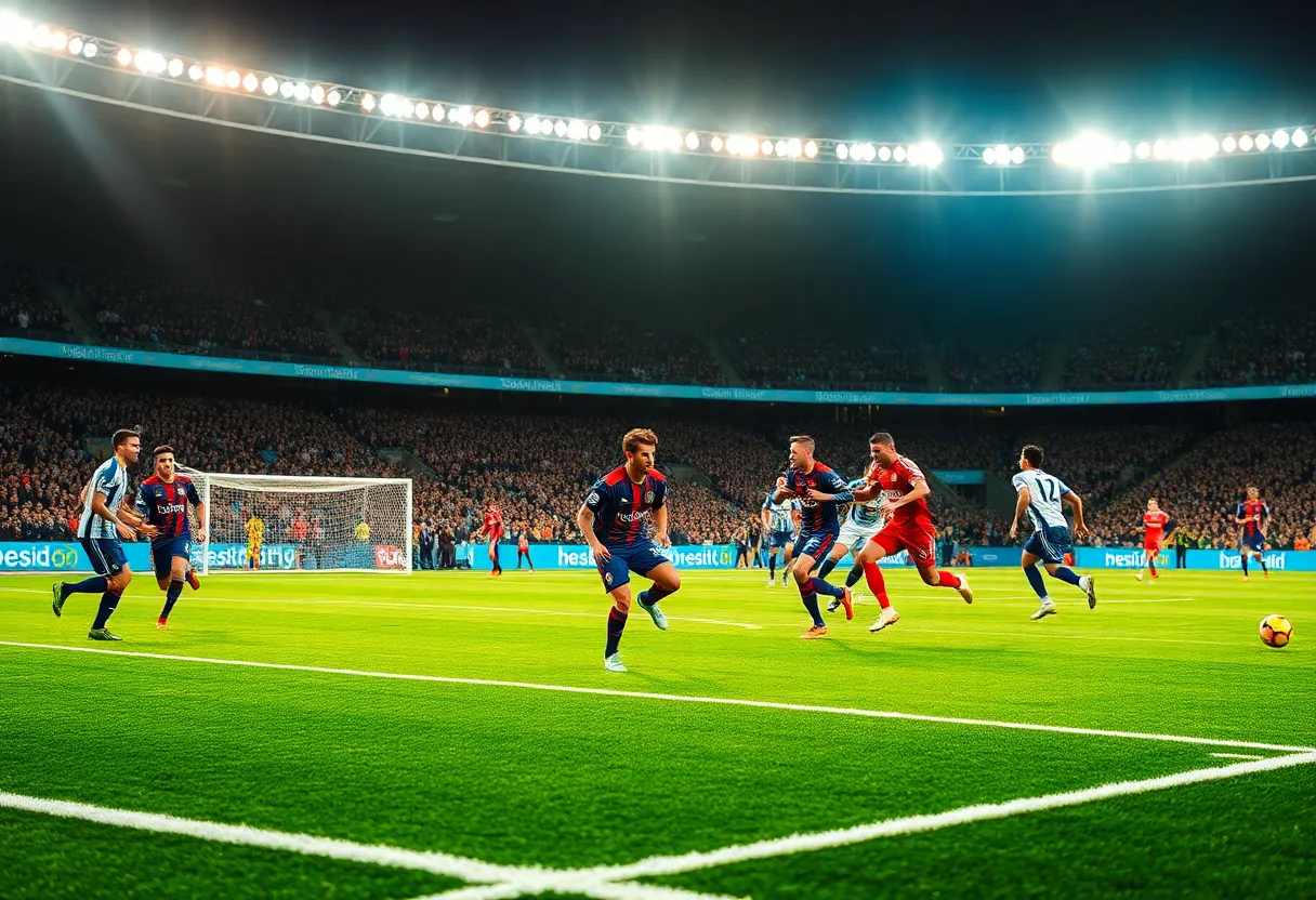 Football players from the Carolina Panthers in action during a game.