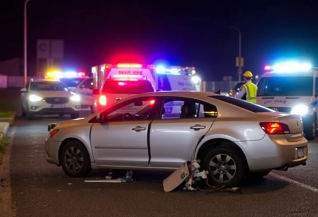 Emergency services responding to a car accident in Charlotte, North Carolina.