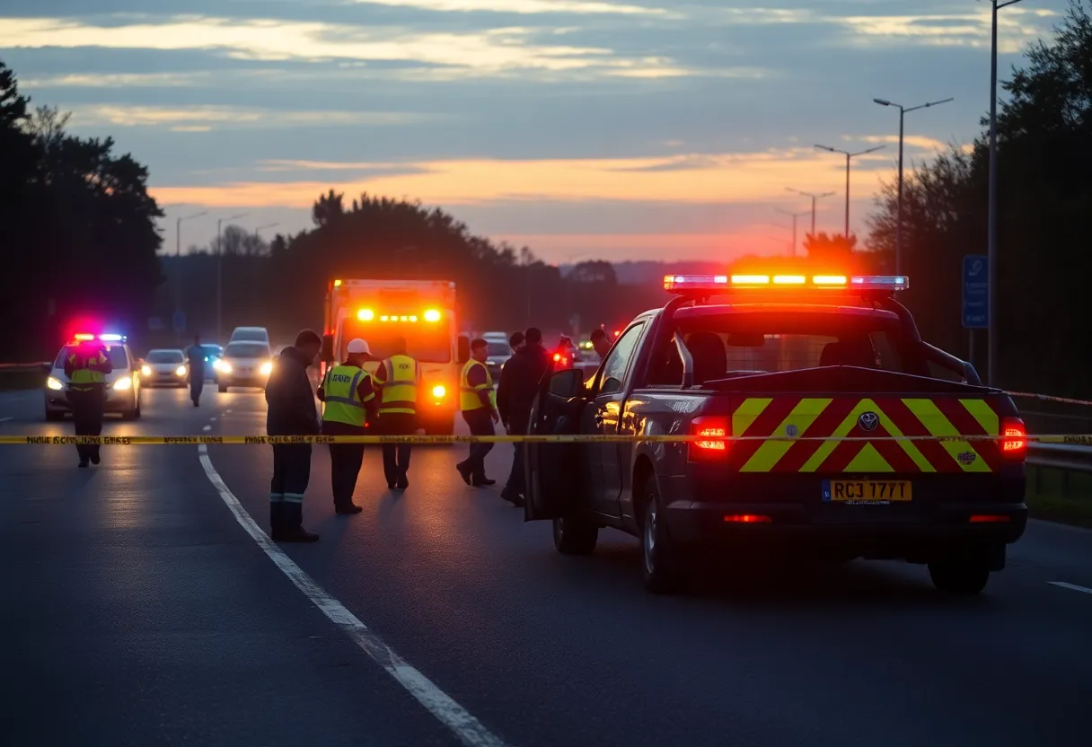 Emergency responders and police vehicles at a traffic crash scene in Charlotte