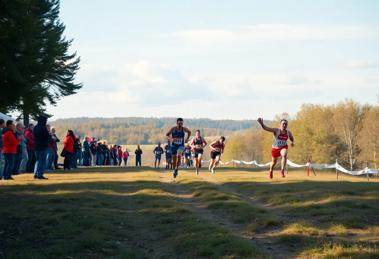 Athletes competing in the Charlotte Royals Cross Country Challenge at McAlpine Creek Park.