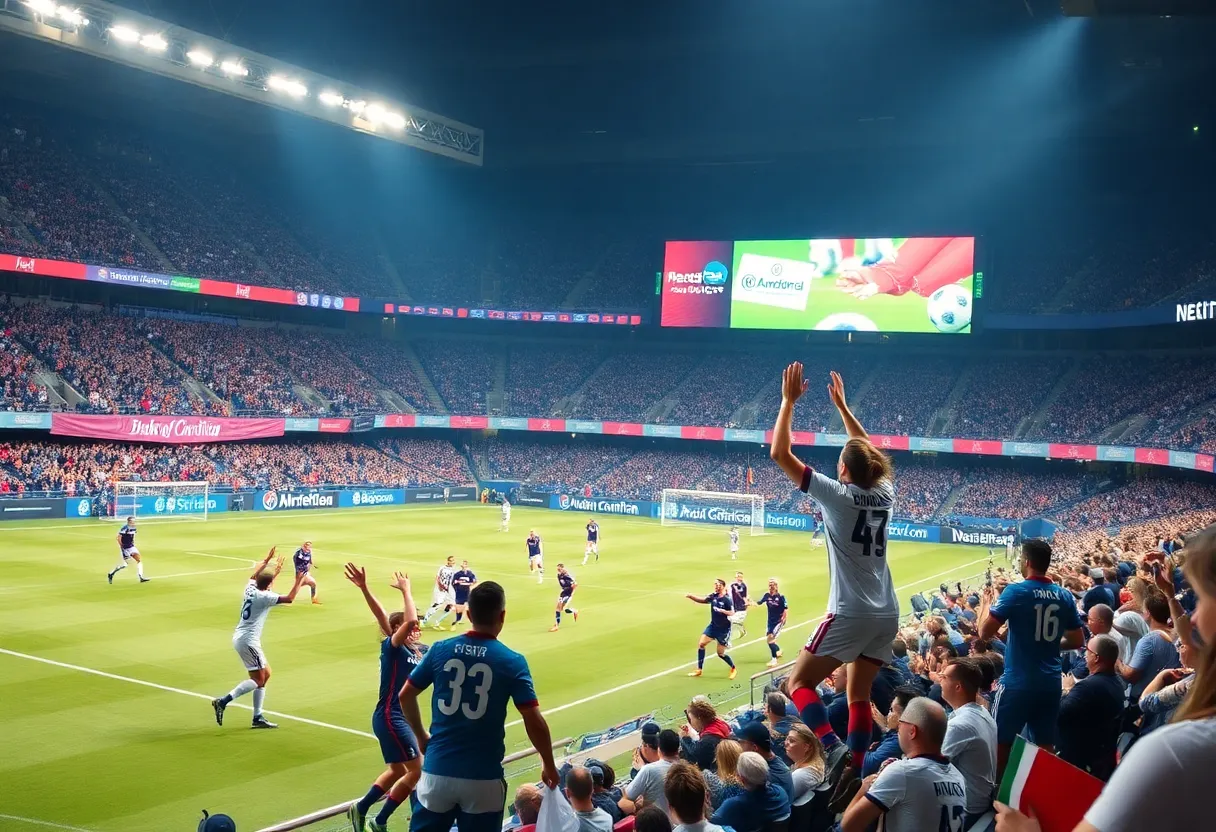 Fans cheering during Charlotte FC's match, celebrating their victory.