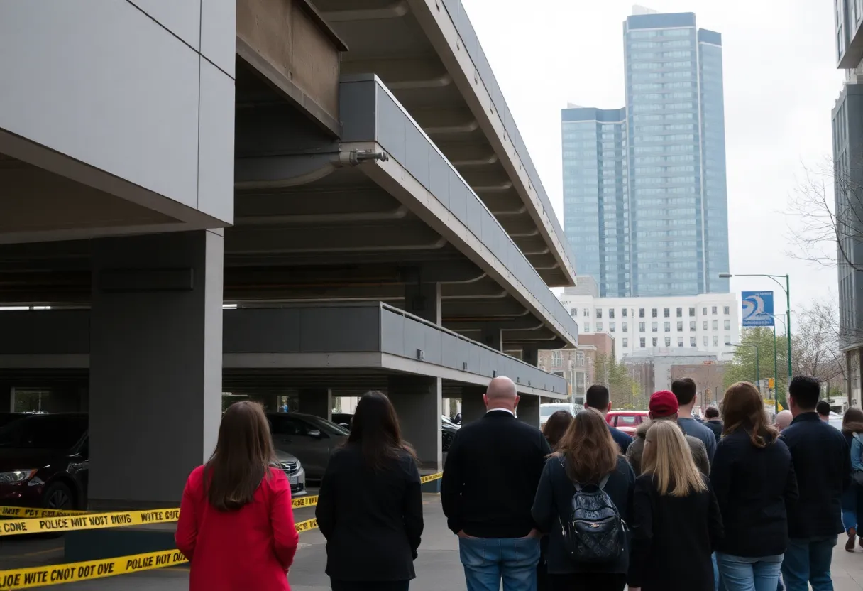 Scene of a parking deck in Charlotte where a recent shooting occurred