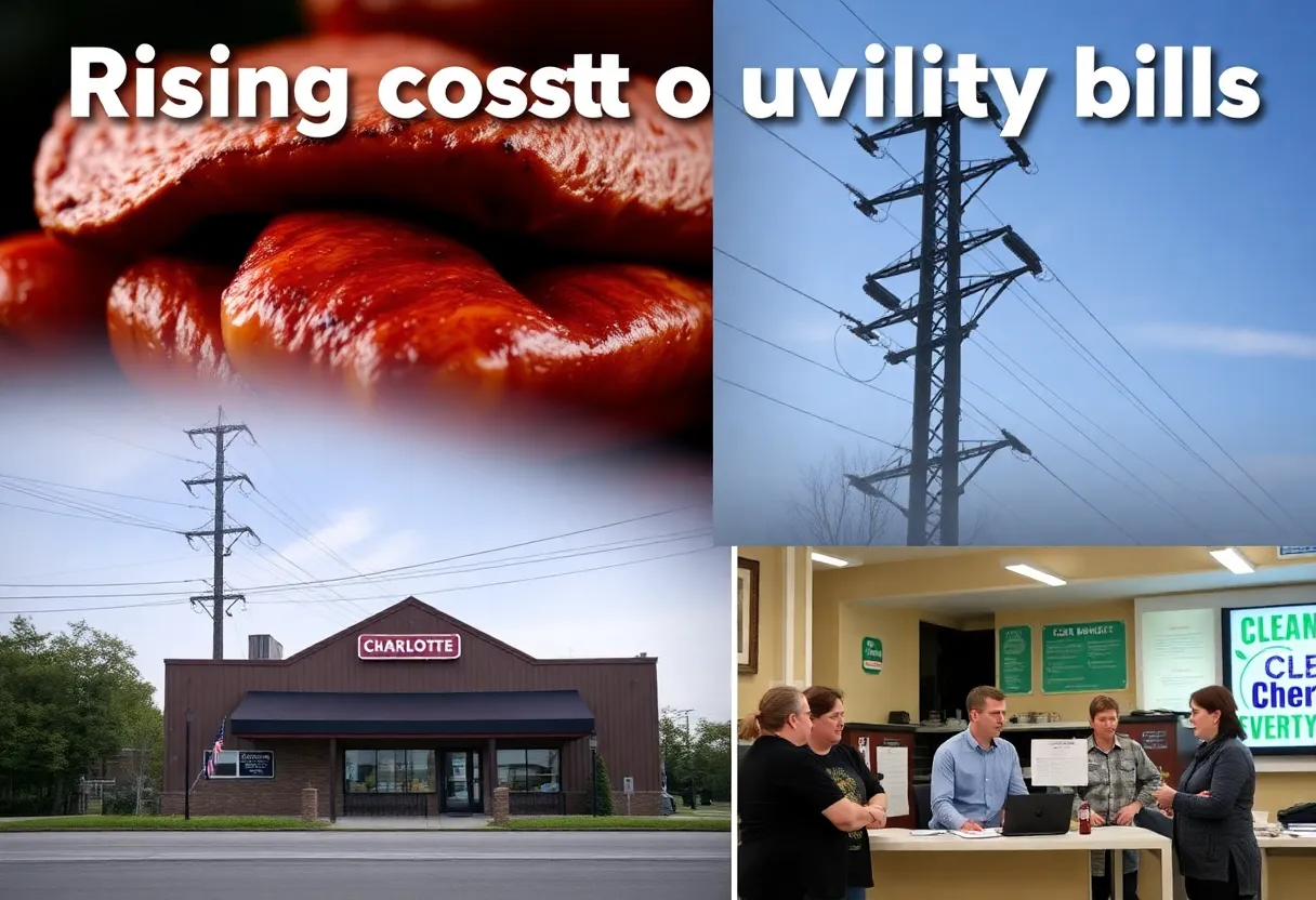 Collage showing the impact of rising utility costs in Charlotte, NC