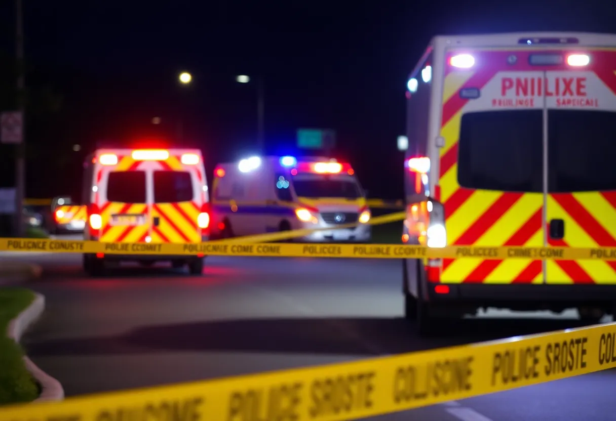 Police and emergency vehicles at a crime scene in Charlotte.