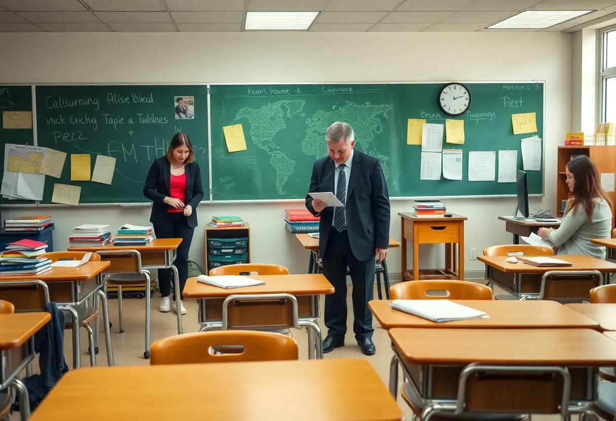 Teachers in a classroom reflecting on financial challenges