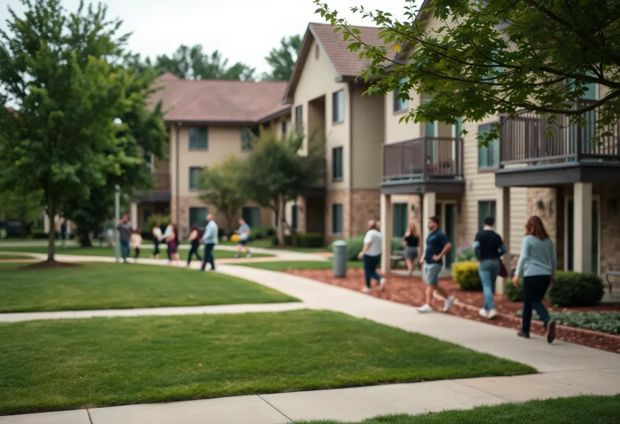 View of Hazel SouthPark apartment complex