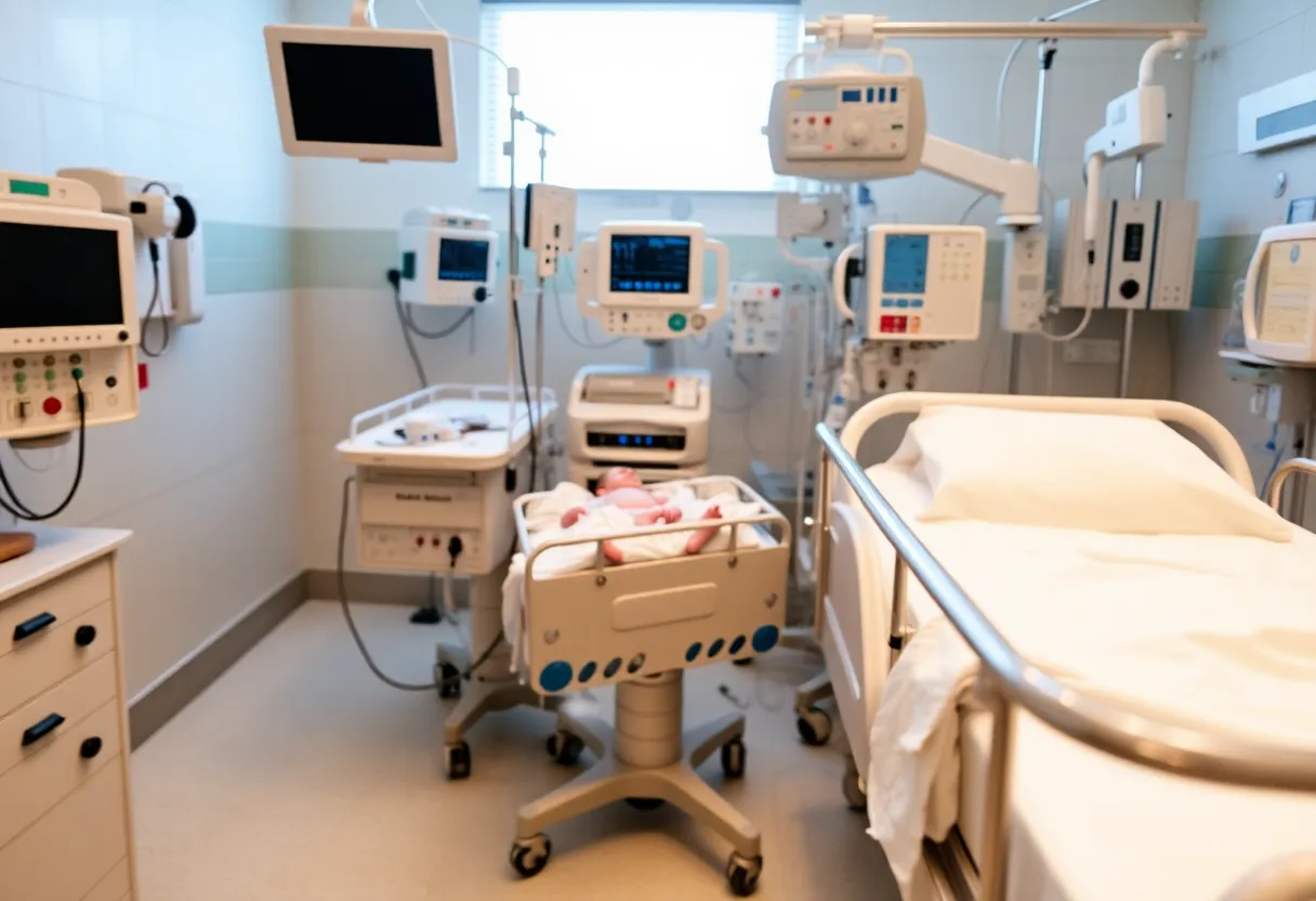 Neonatal intensive care unit with medical equipment
