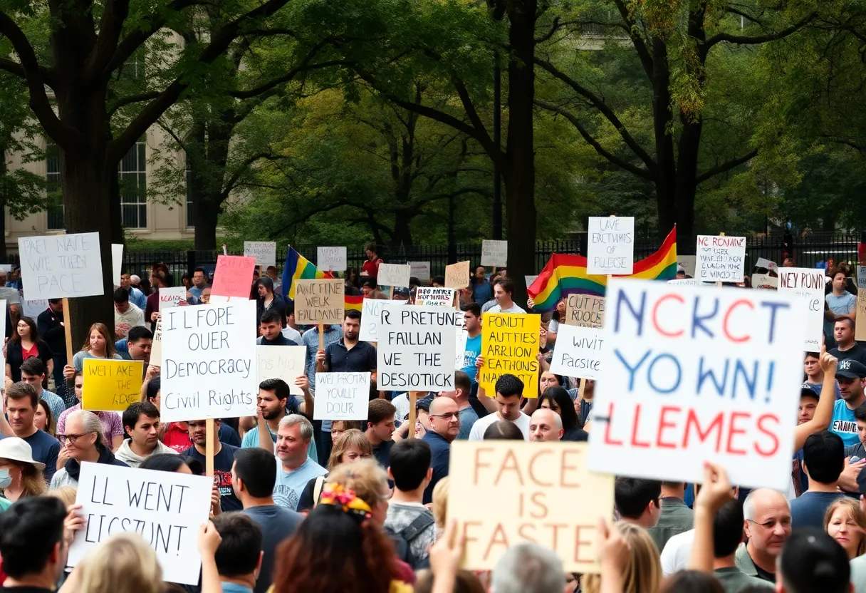 Crowd at No Kings protest in Charlotte