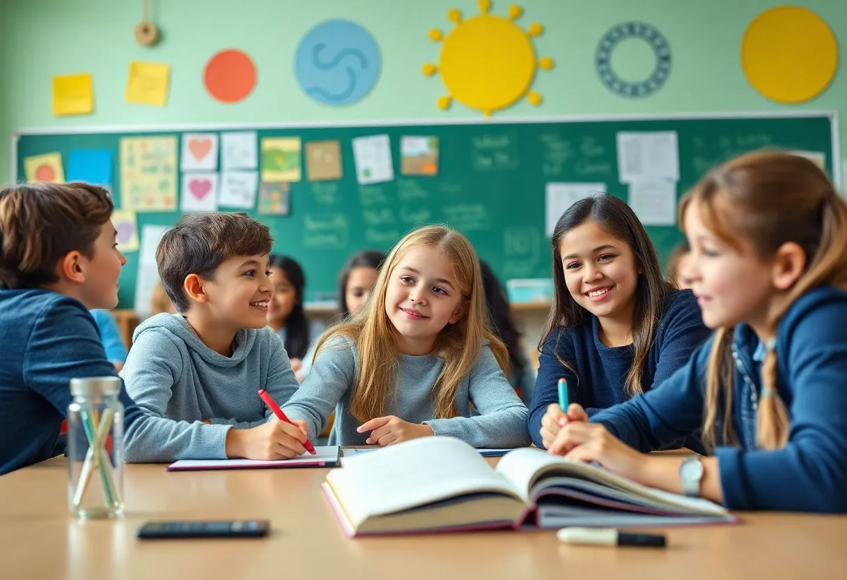 Students participating in an engaging classroom environment promoting educational excellence