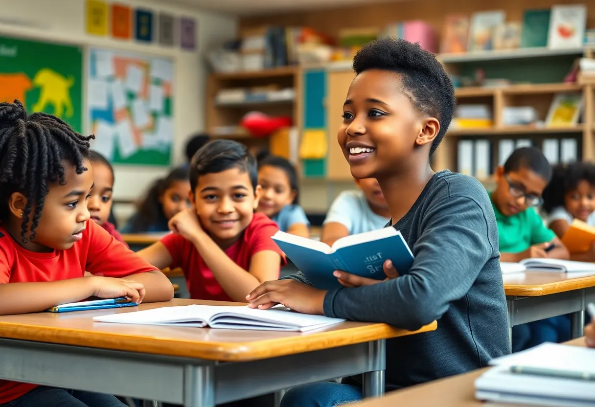 Students engaging in learning activities in a dynamic classroom