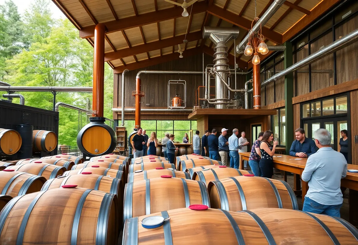 Visitors enjoying bourbon tastings at Oaklore Distilling Co.
