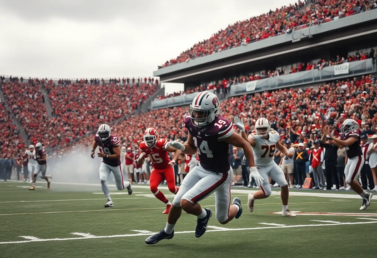 Players celebrating a victory on the football field