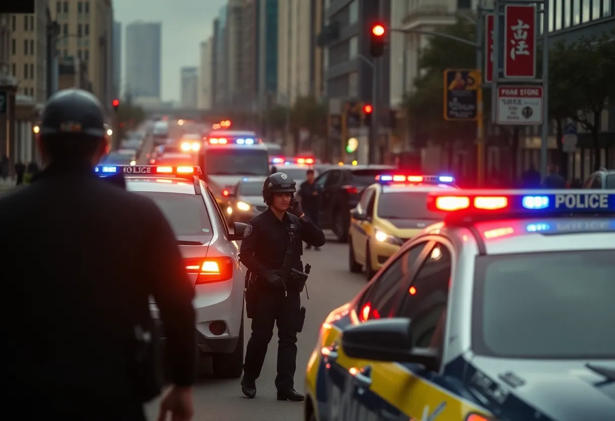 Police officers at a crime scene in Charlotte, NC