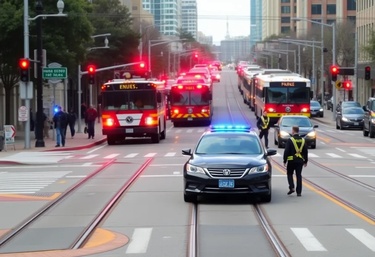 Emergency services at the scene of a train accident in Plaza Midwood, Charlotte.