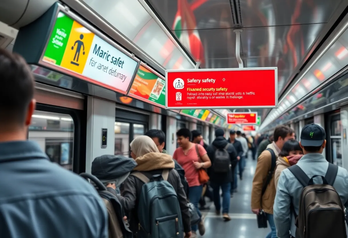 Image of a public transportation system showcasing added security measures.