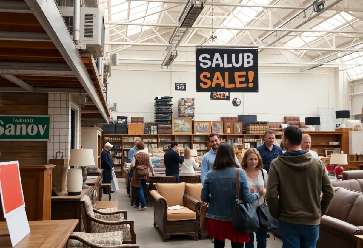 Inside an American Signature Furniture store during Chapter 11 bankruptcy sale