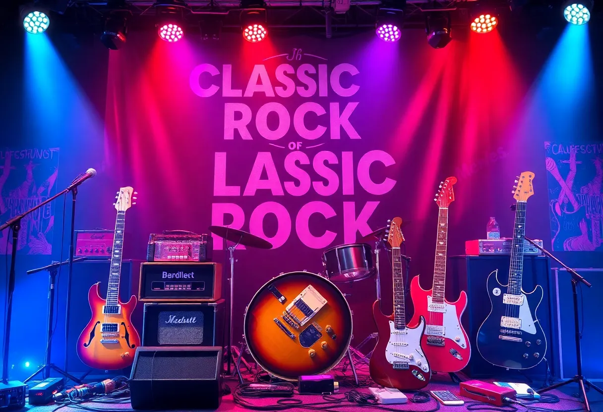 A colorful illustration representing the influence of classic rock music and innovation.