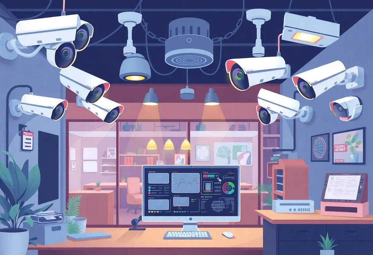 Modern business security system illustration