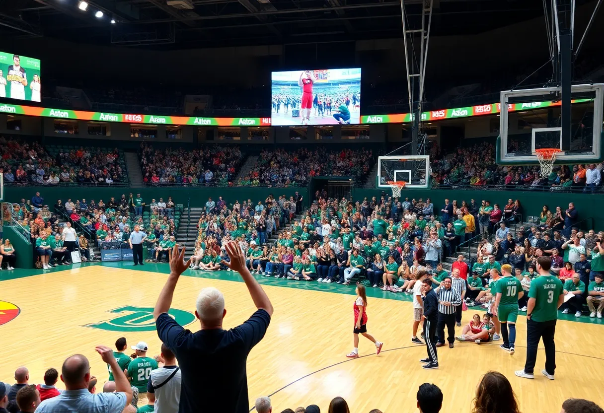 Charlotte 49ers basketball team playing against NC A&T in Halton Arena.