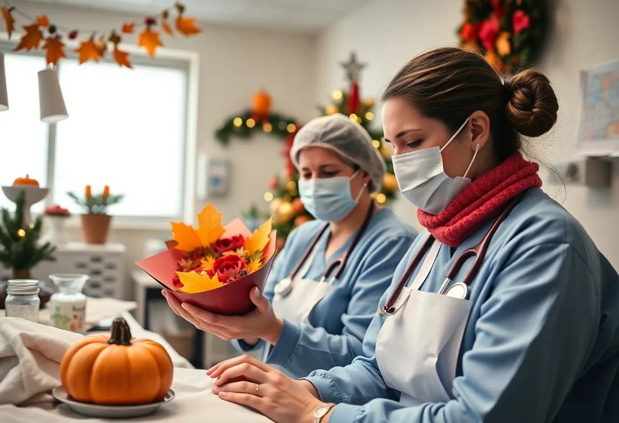 Healthcare workers providing care during Thanksgiving in Charlotte