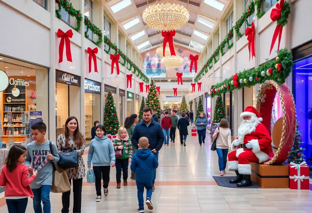 Families shopping at Charlotte malls during the holiday season