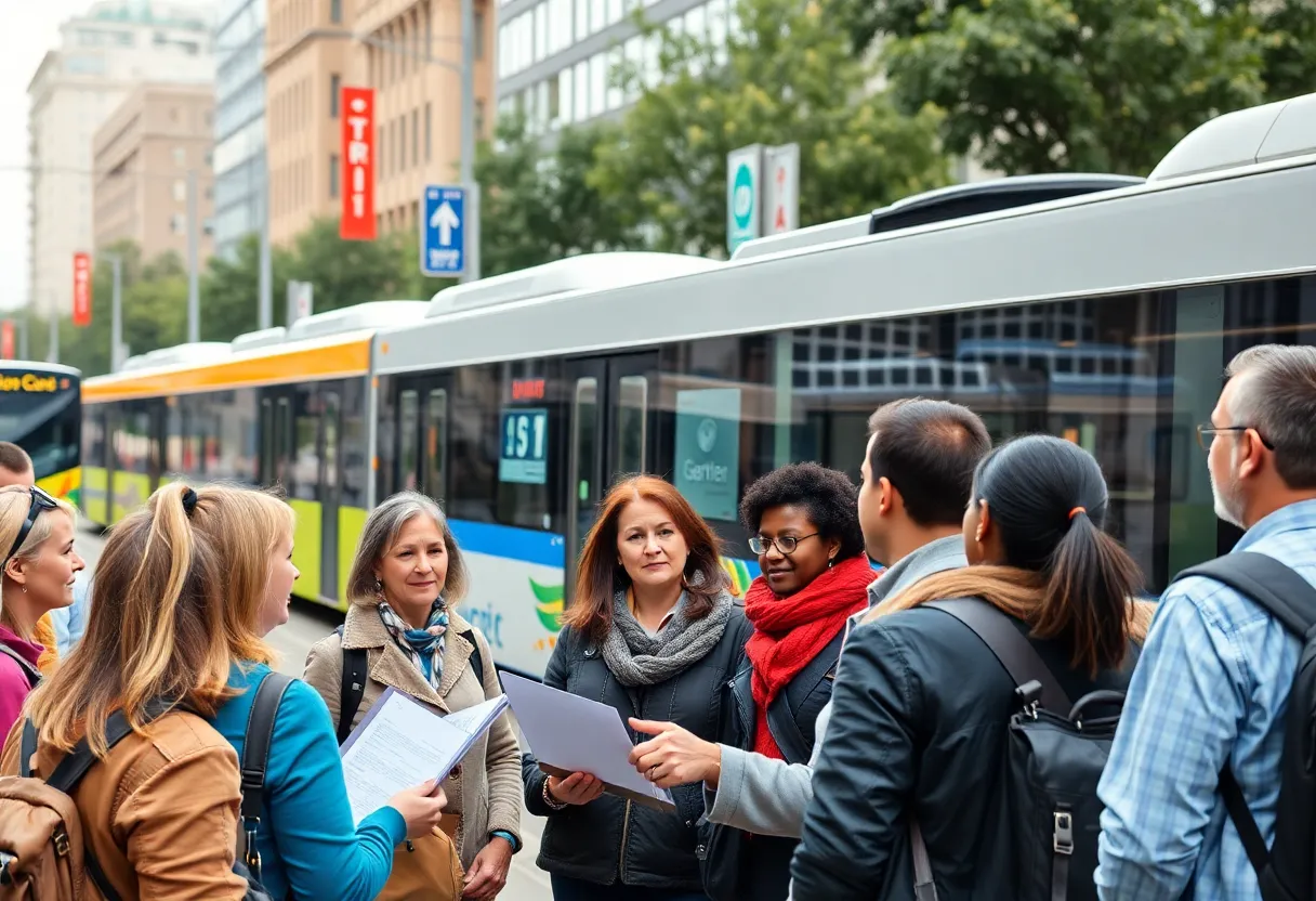 Community members engaged in discussion about public transportation plans in Charlotte.