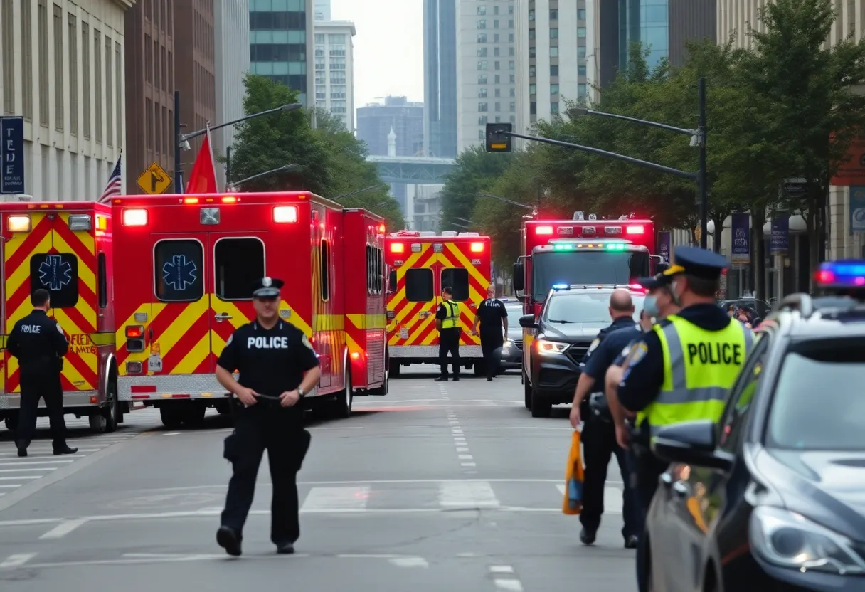 Emergency services attending to a scene in Charlotte after a stabbing incident.