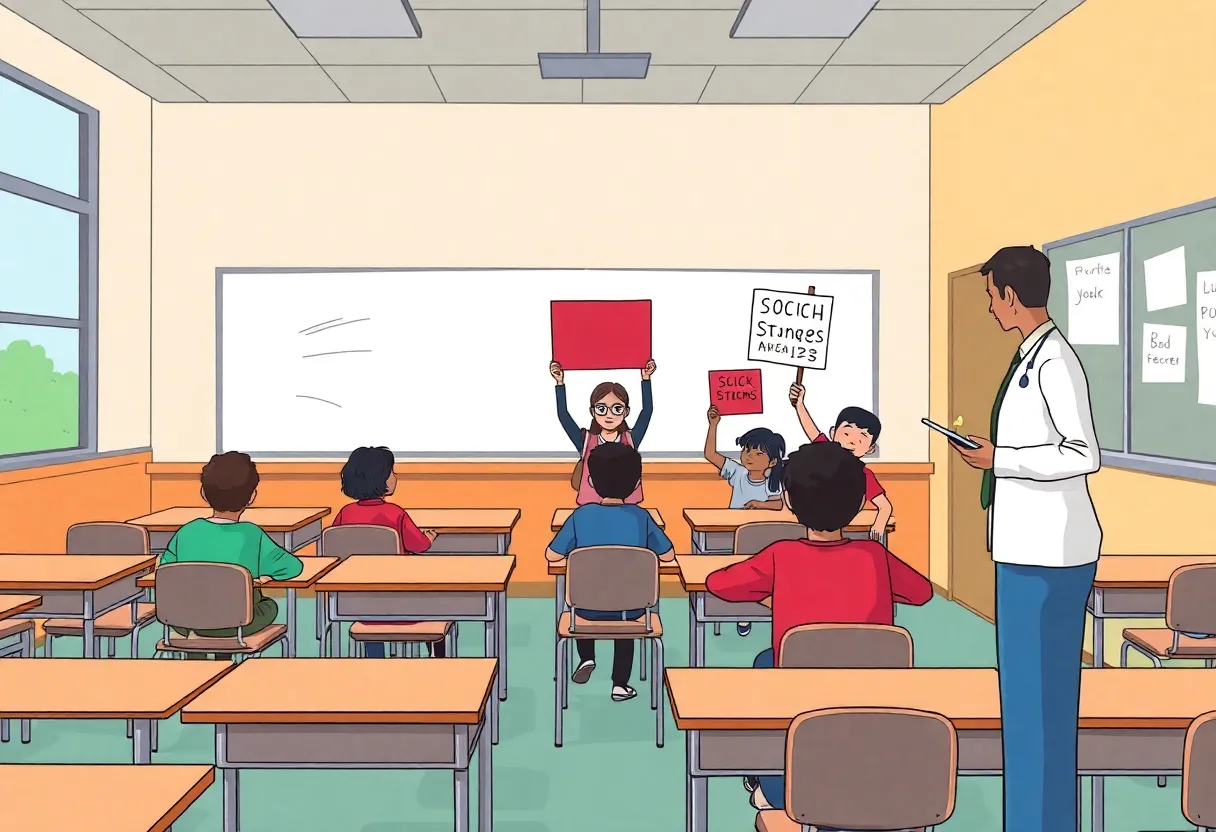 Students protesting against immigration enforcement outside a Charlotte school