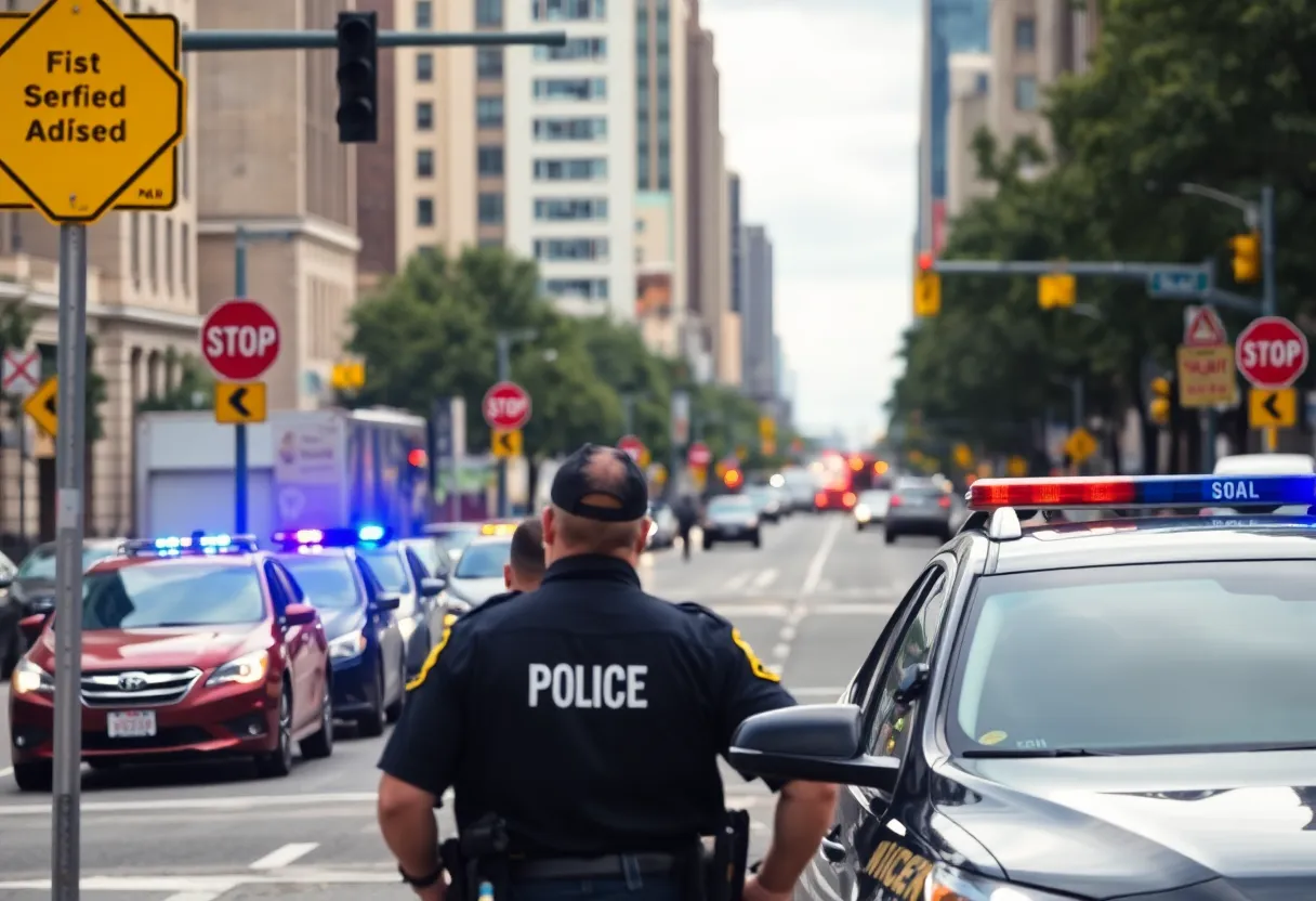 Police presence at a traffic incident site in Charlotte, NC