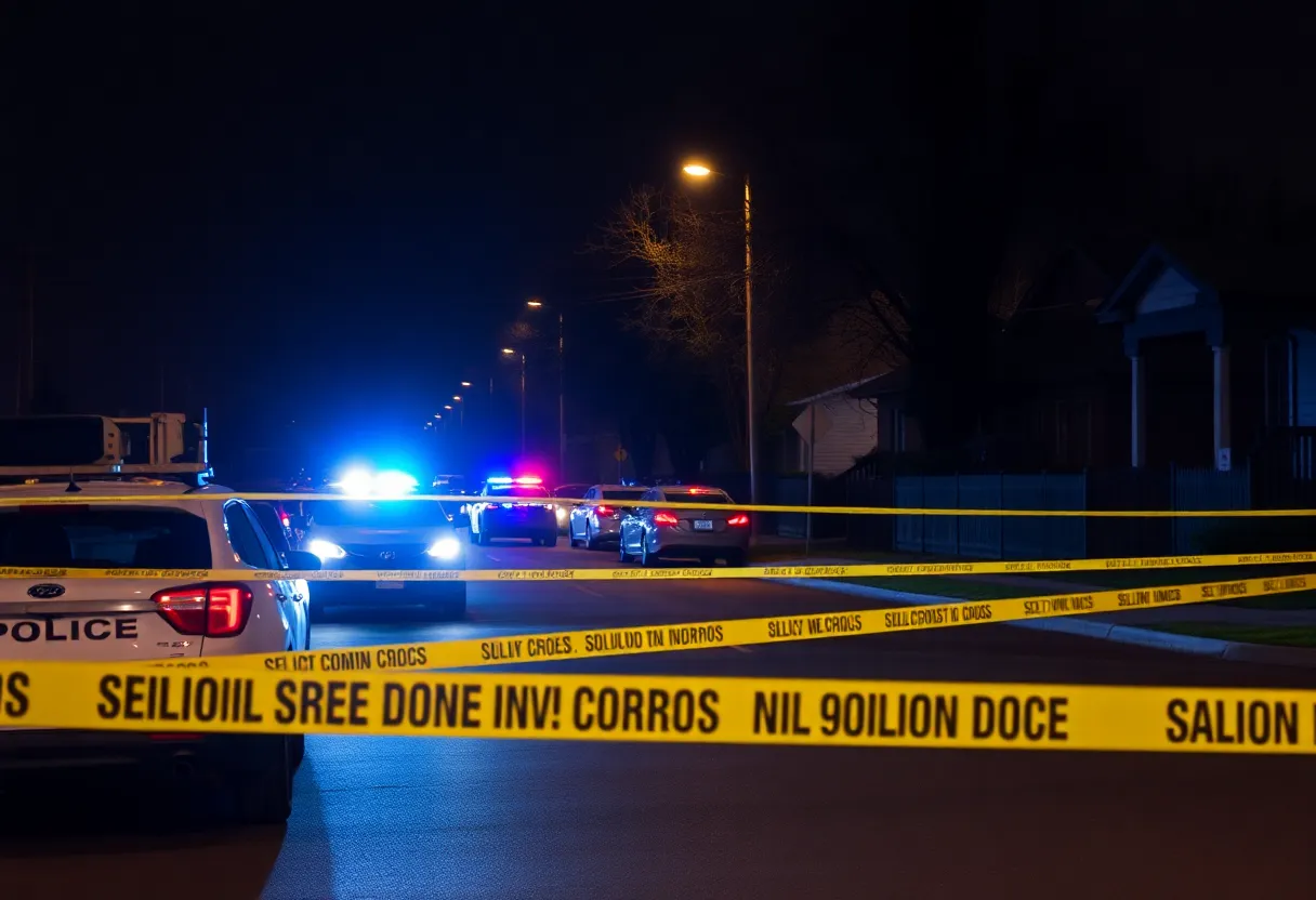 Police vehicles at a crime scene in northeast Charlotte.