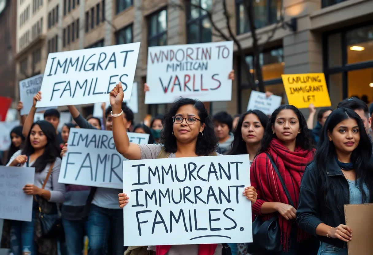 Community members demonstrating support for immigrants in Charlotte