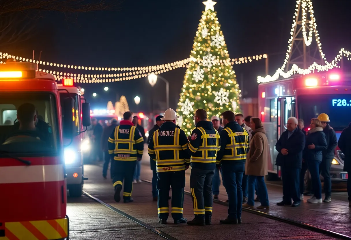 Emergency responders at the Concord Christmas tree lighting ceremony
