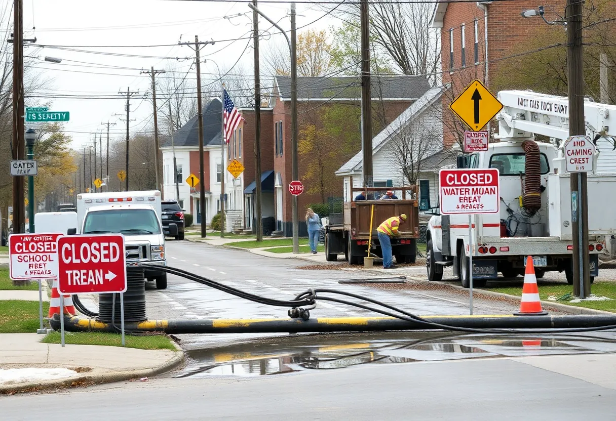 Utility workers repairing a water main in Dallas, North Carolina