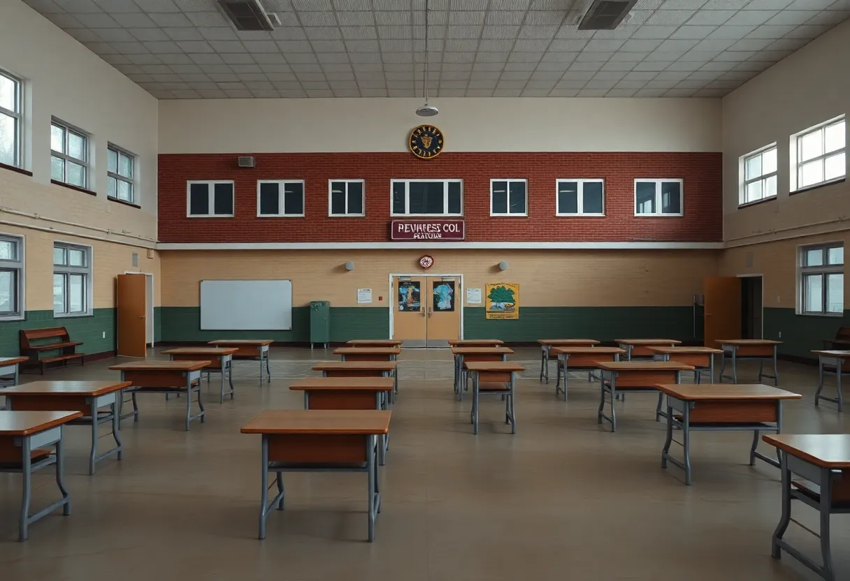 Classrooms with empty desks indicating high student absences in Charlotte due to immigration fears.