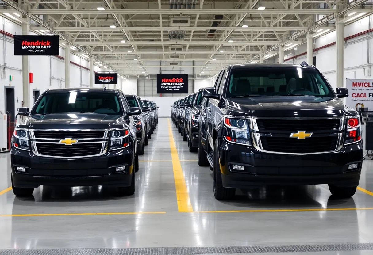 Fleet of Chevrolet Tahoe SUVs supplied by Hendrick Motorsports Technical Solutions