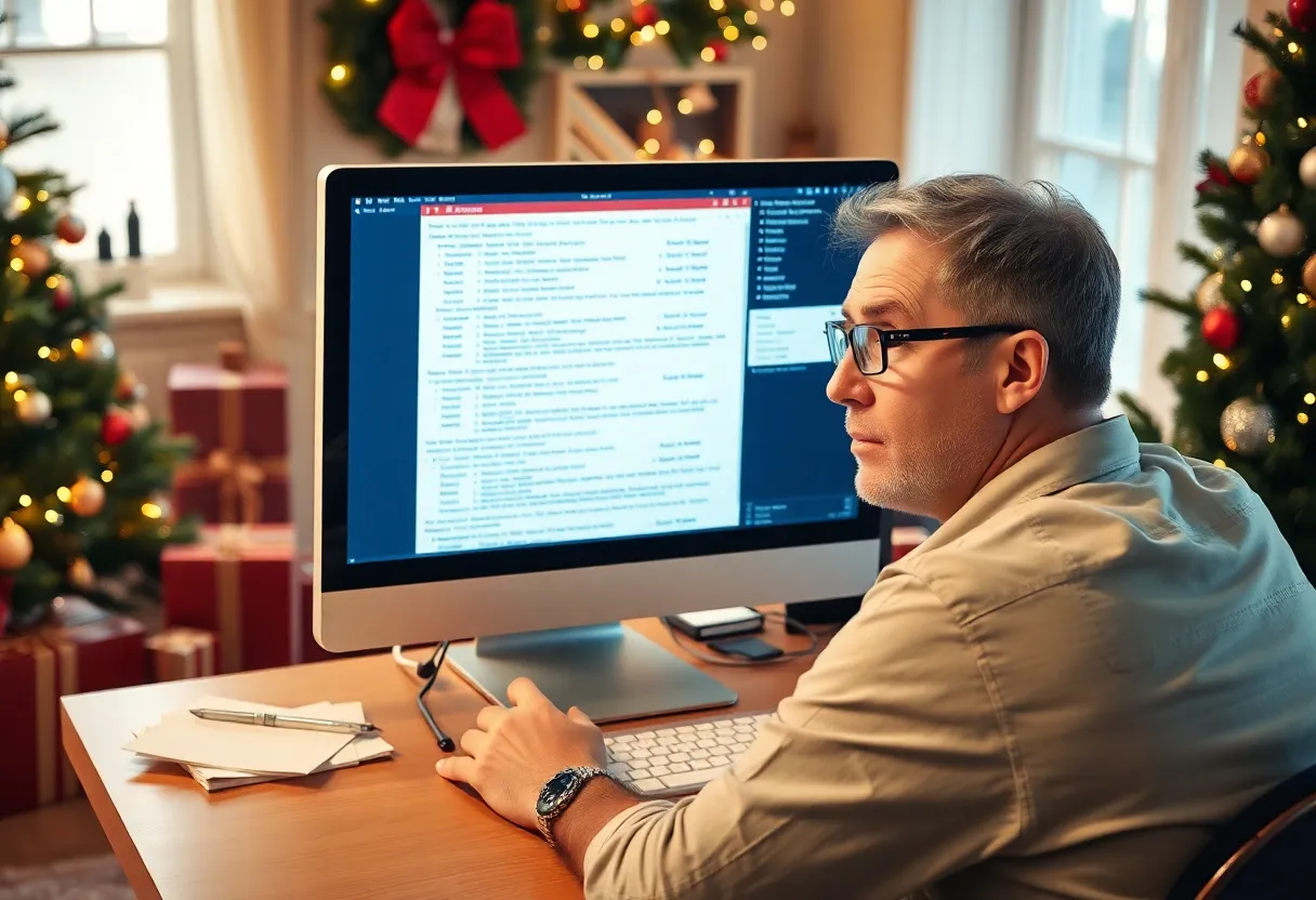Job seeker analyzing holiday job listings