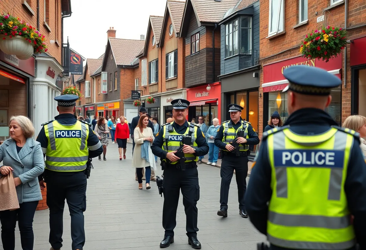 Huntersville police officers patrolling Birkdale Village.