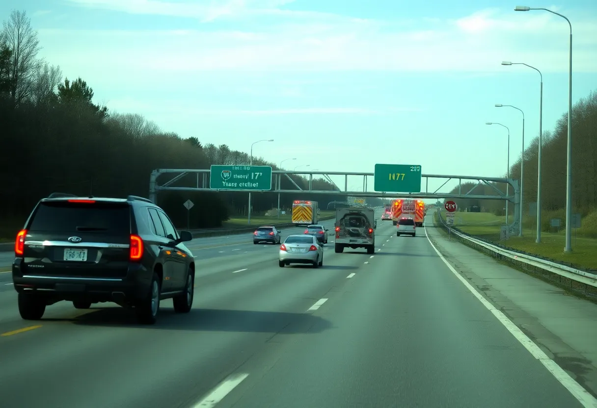 Reopened lanes of I-77 North after accident near Huntersville
