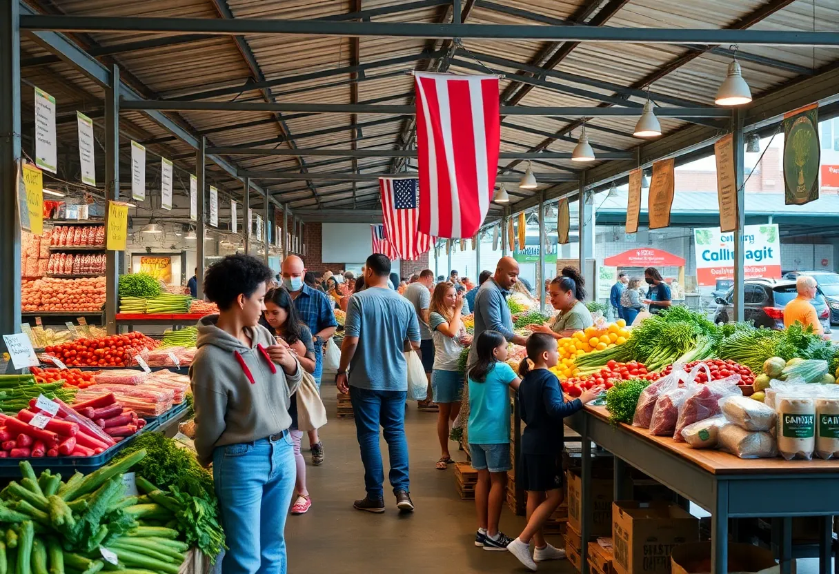 Community members shopping at the new market in West Charlotte.