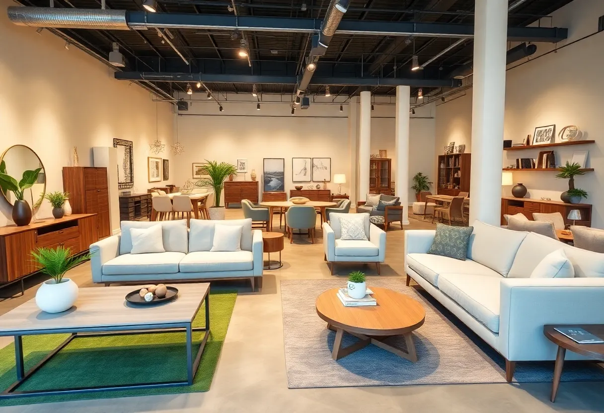 Interior of Ornate Home premium furniture showroom in Charlotte